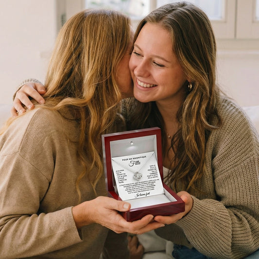 Pour ma magnifique fille - Je T'aime Fort - Collier Noeud