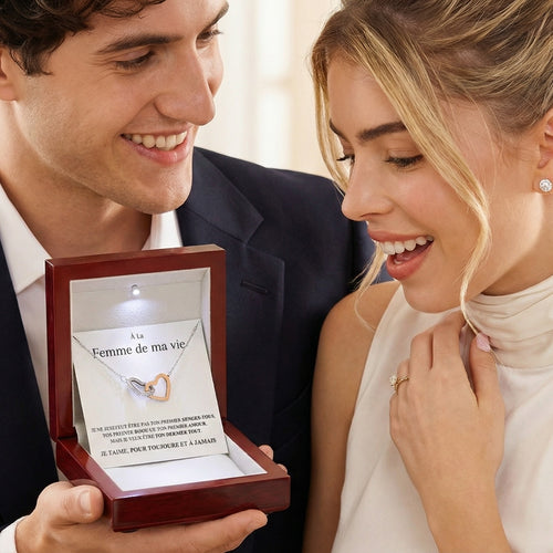 À La Femme De Ma Vie - Je T'aime Pour Toujours et à Jamais  - Collier Cœurs Enlacés
