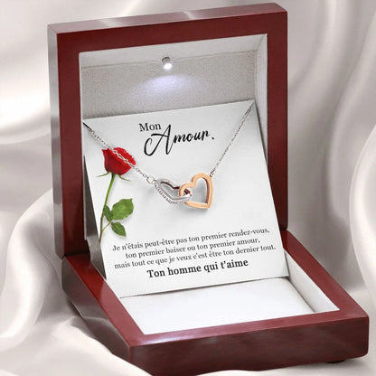 Mon Amour - Ton Homme Qui T'aime - Collier Cœurs Enlacés