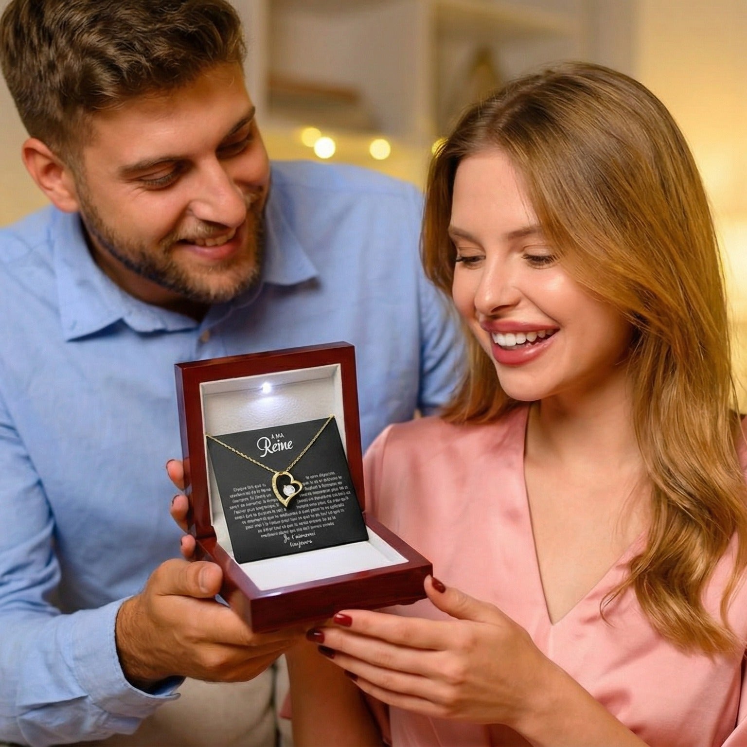 À Ma Reine - Je T'aimerai Toujours - Collier Cœur