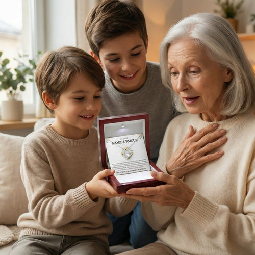 À Notre Mamie D'Amour - Tes Petits-Enfants Qui T'aiment  - Collier Cœur