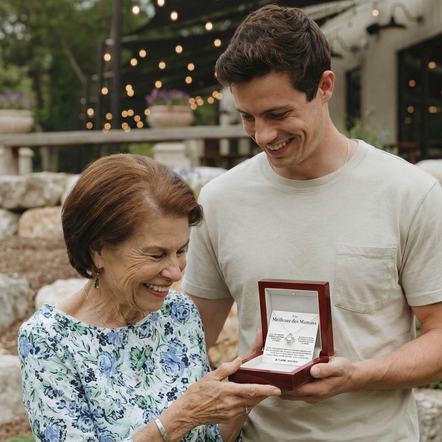 À la meilleure des mamans - Je t'aime, ton fils - Collier Noeux