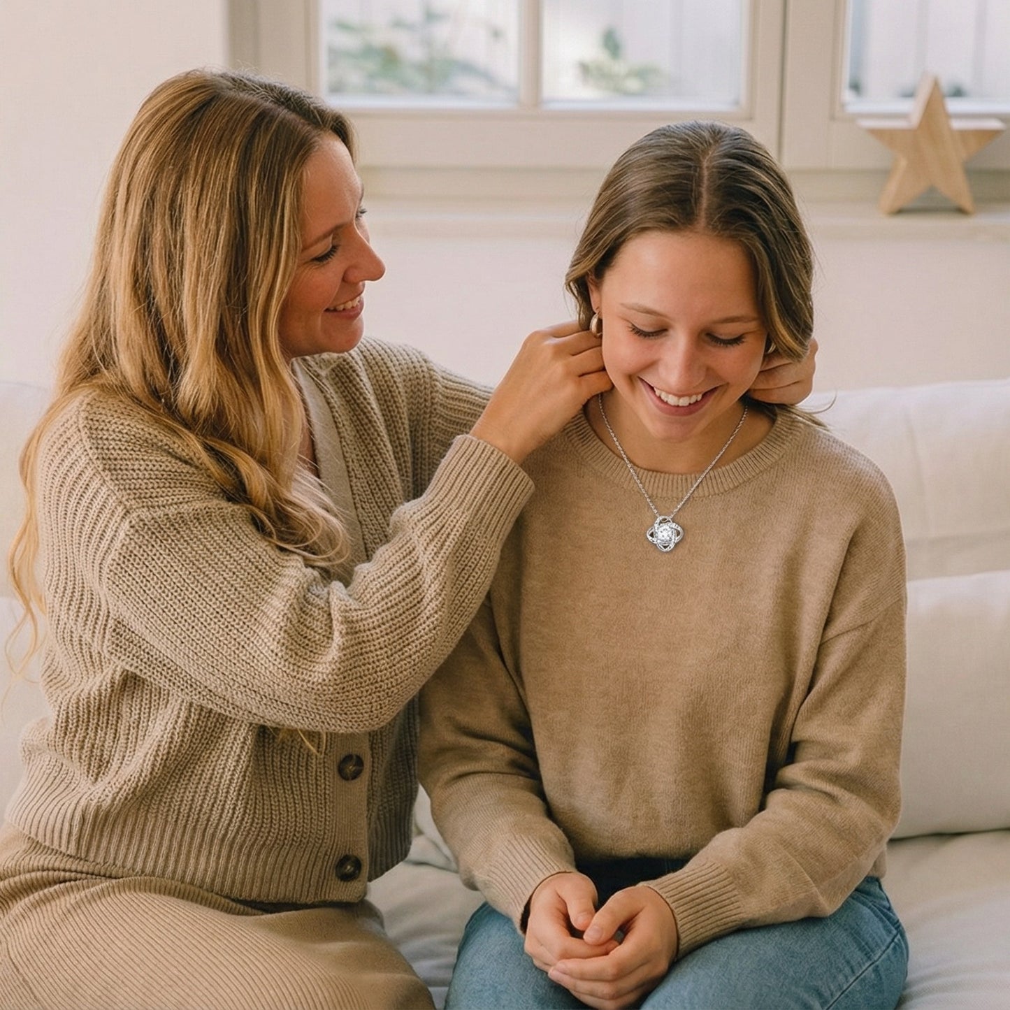 Pour ma magnifique fille - Je T'aime Fort - Collier Noeud
