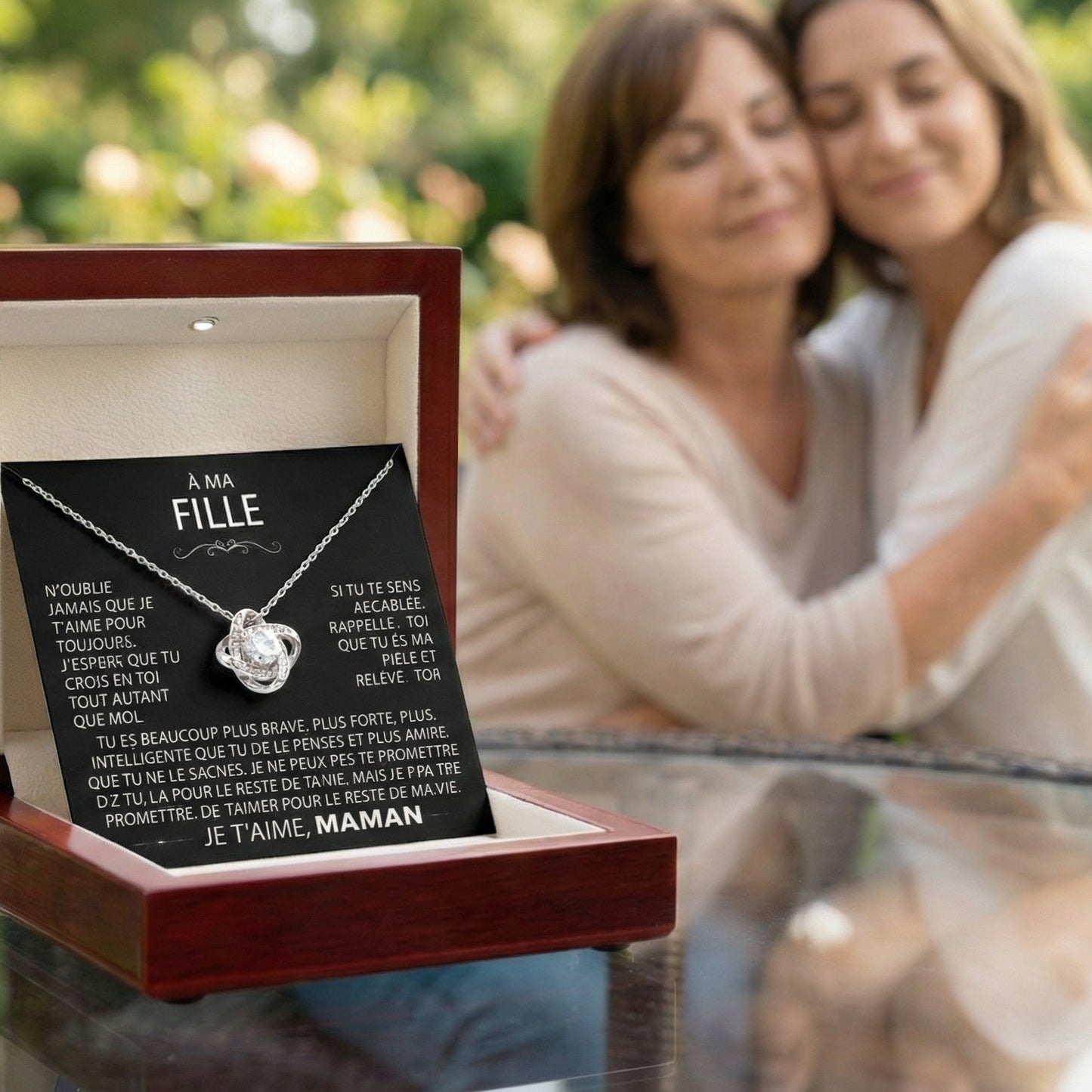 À Ma Fille - Je T'aime, Maman - Collier Nœud