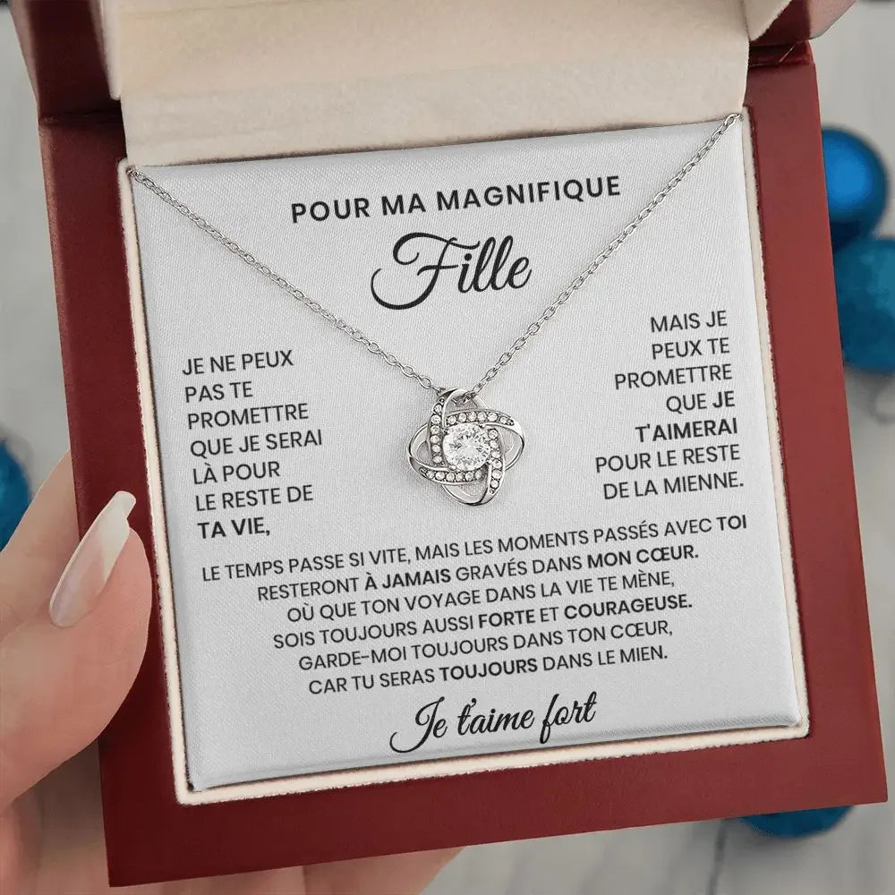 Pour ma magnifique fille - Je T'aime Fort - Collier Noeud