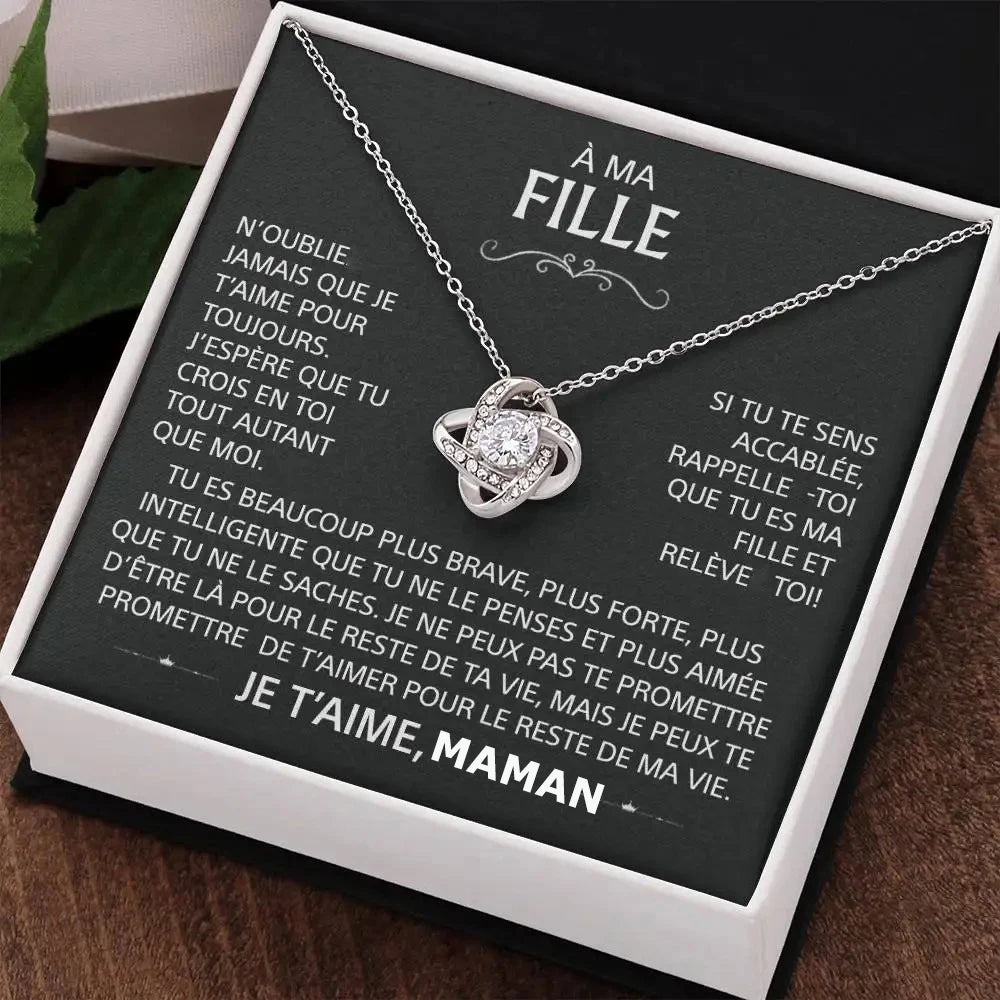 À Ma Fille - Je T'aime, Maman - Collier Nœud