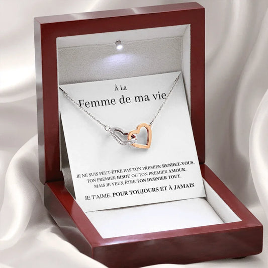 À La Femme De Ma Vie - Je T'aime Pour Toujours et à Jamais  - Collier Cœurs Enlacés
