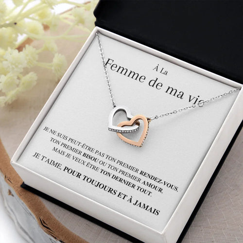 À La Femme De Ma Vie - Je T'aime Pour Toujours et à Jamais  - Collier Cœurs Enlacés