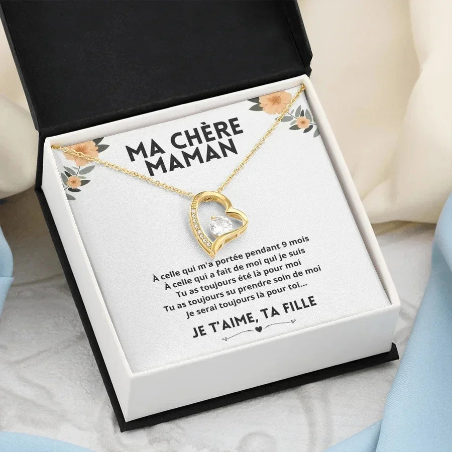 Ma chère maman - Je T'aime, Ta Fille - Collier Cœur