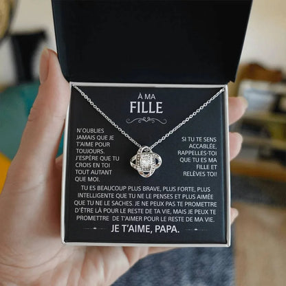 À ma fille - Je t'aime, Papa - Collier Nœud