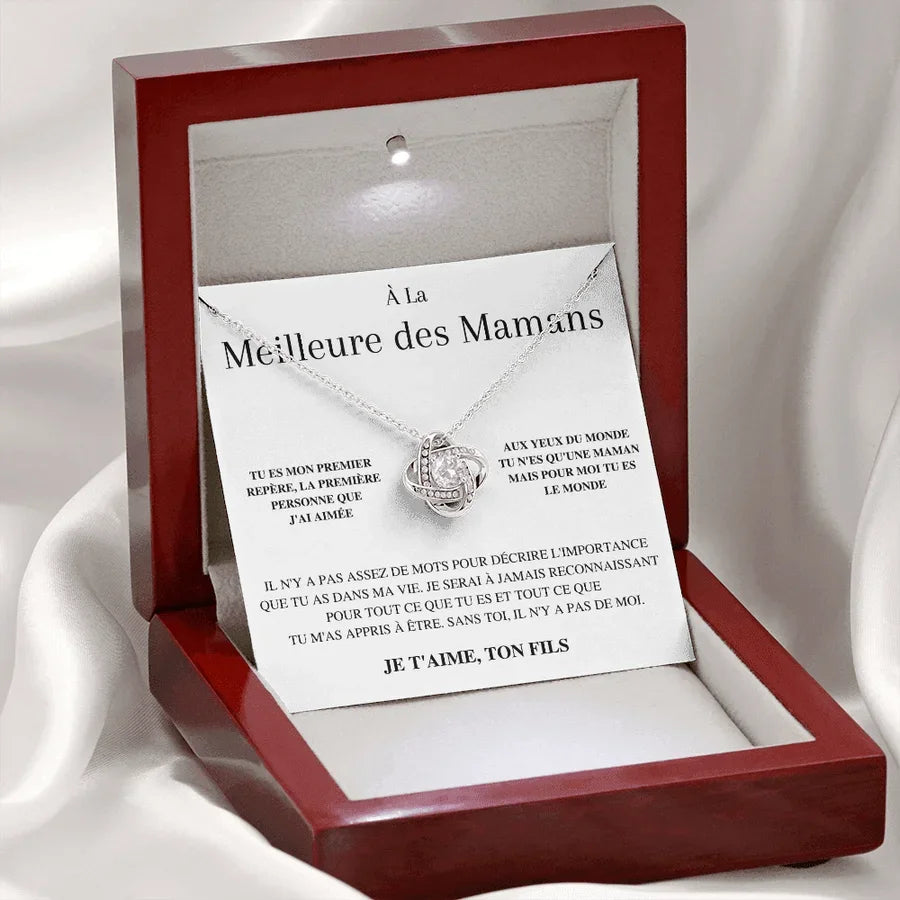 À la meilleure des mamans - Je t'aime, ton fils - Collier Noeux