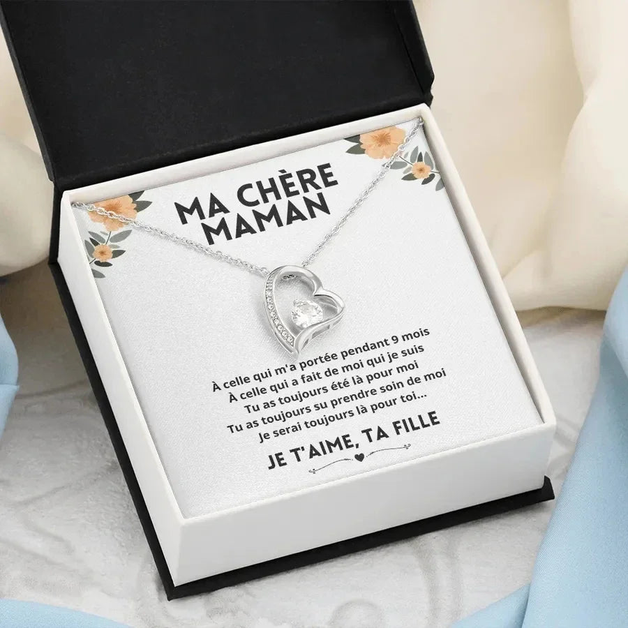 Ma chère maman - Je T'aime, Ta Fille - Collier Cœur