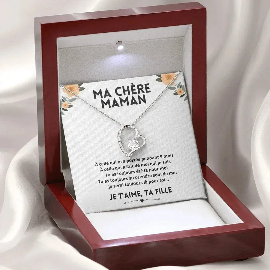 Ma chère maman - Je T'aime, Ta Fille - Collier Cœur