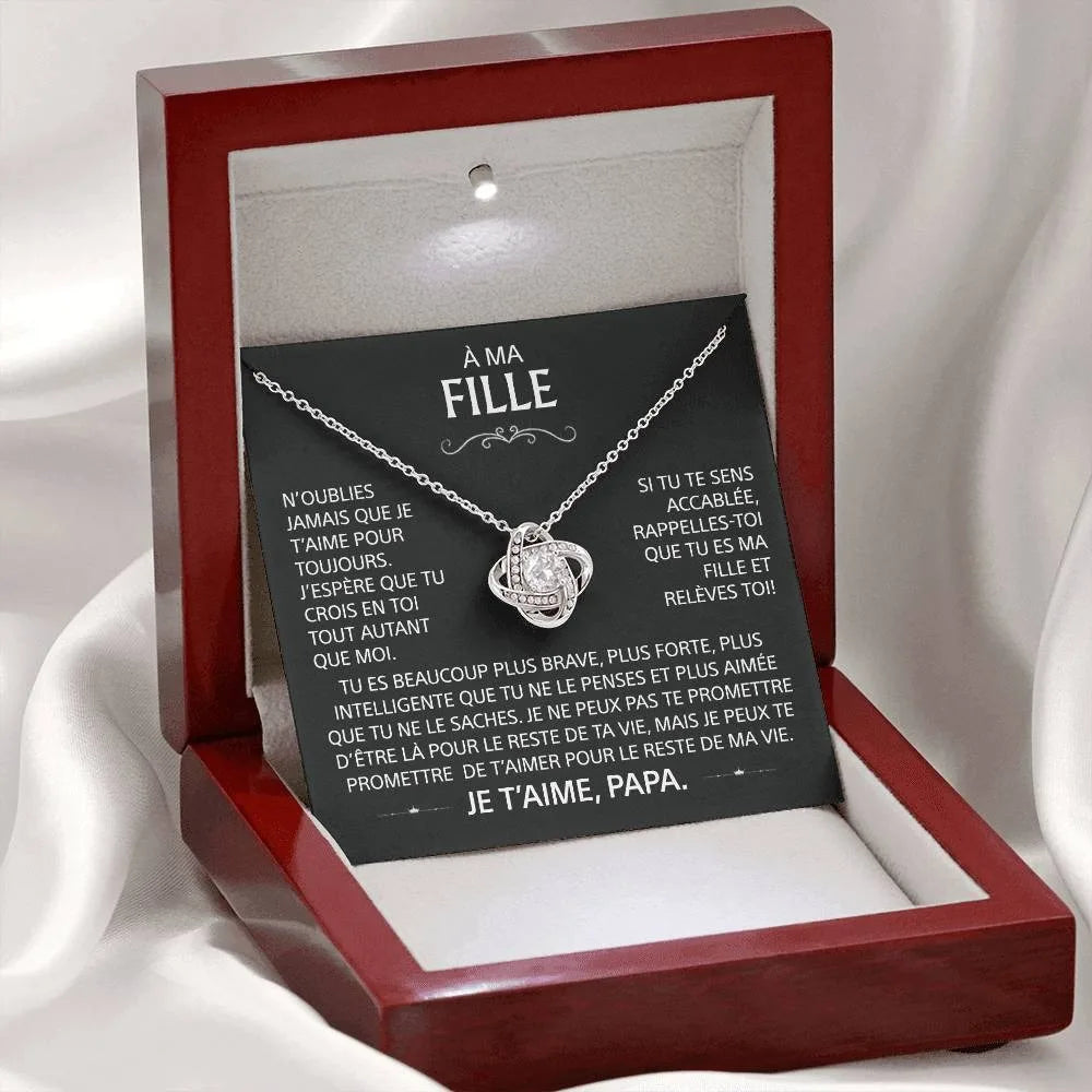 À ma fille - Je t'aime, Papa - Collier Nœud